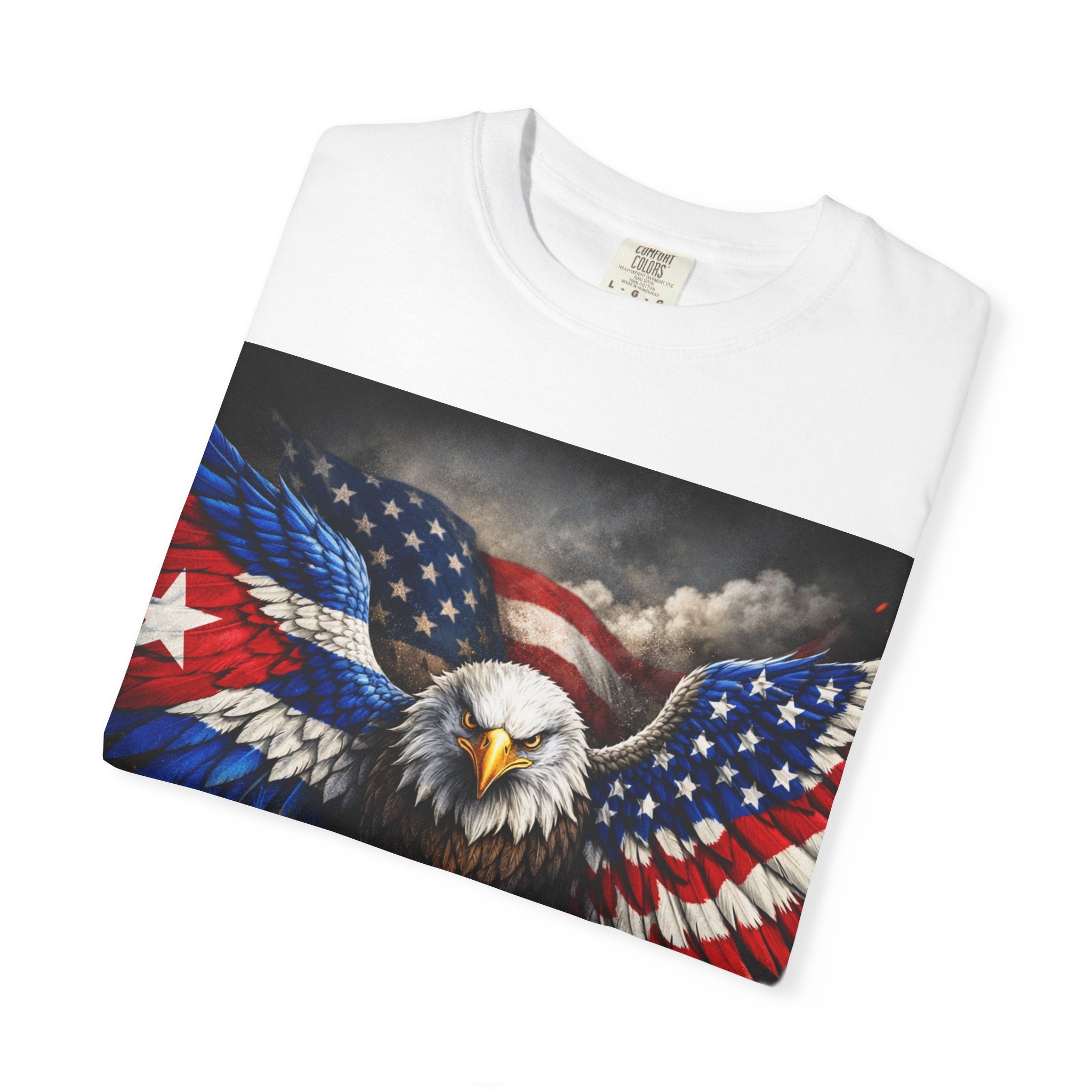 Patriotic Eagle T-Shirt — "Mi Tierrita Cubana" Back Print
