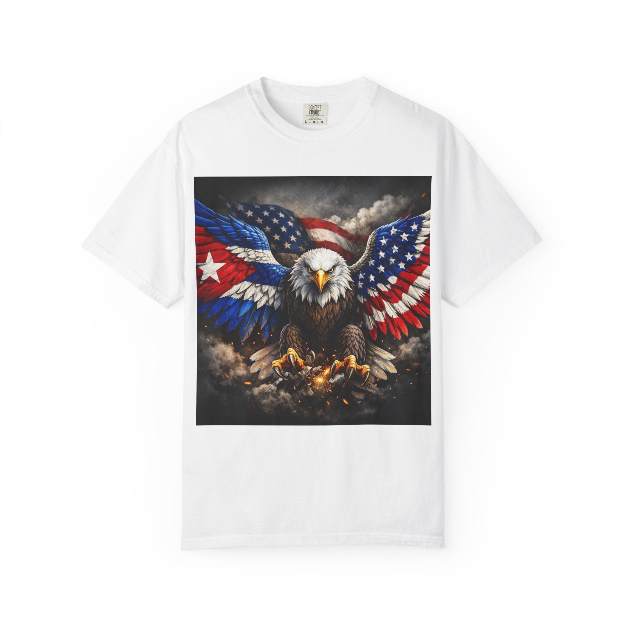 Patriotic Eagle T-Shirt — "Mi Tierrita Cubana" Back Print