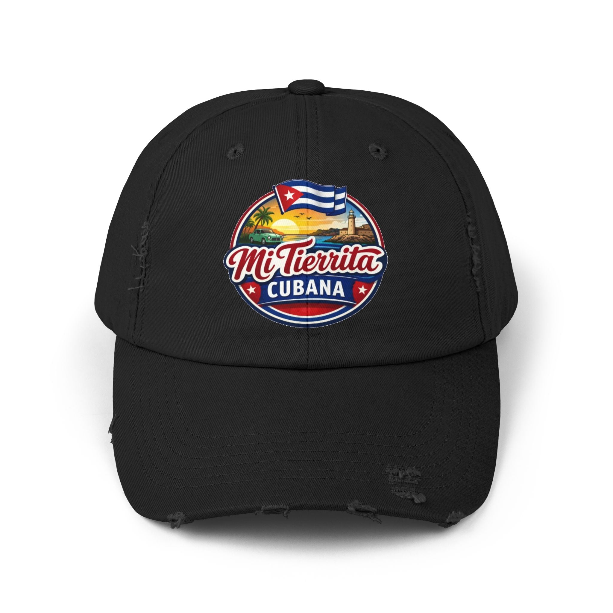 Mi Tierrita Cubana Distressed Baseball Cap — Cuban Flag Vintage Hat