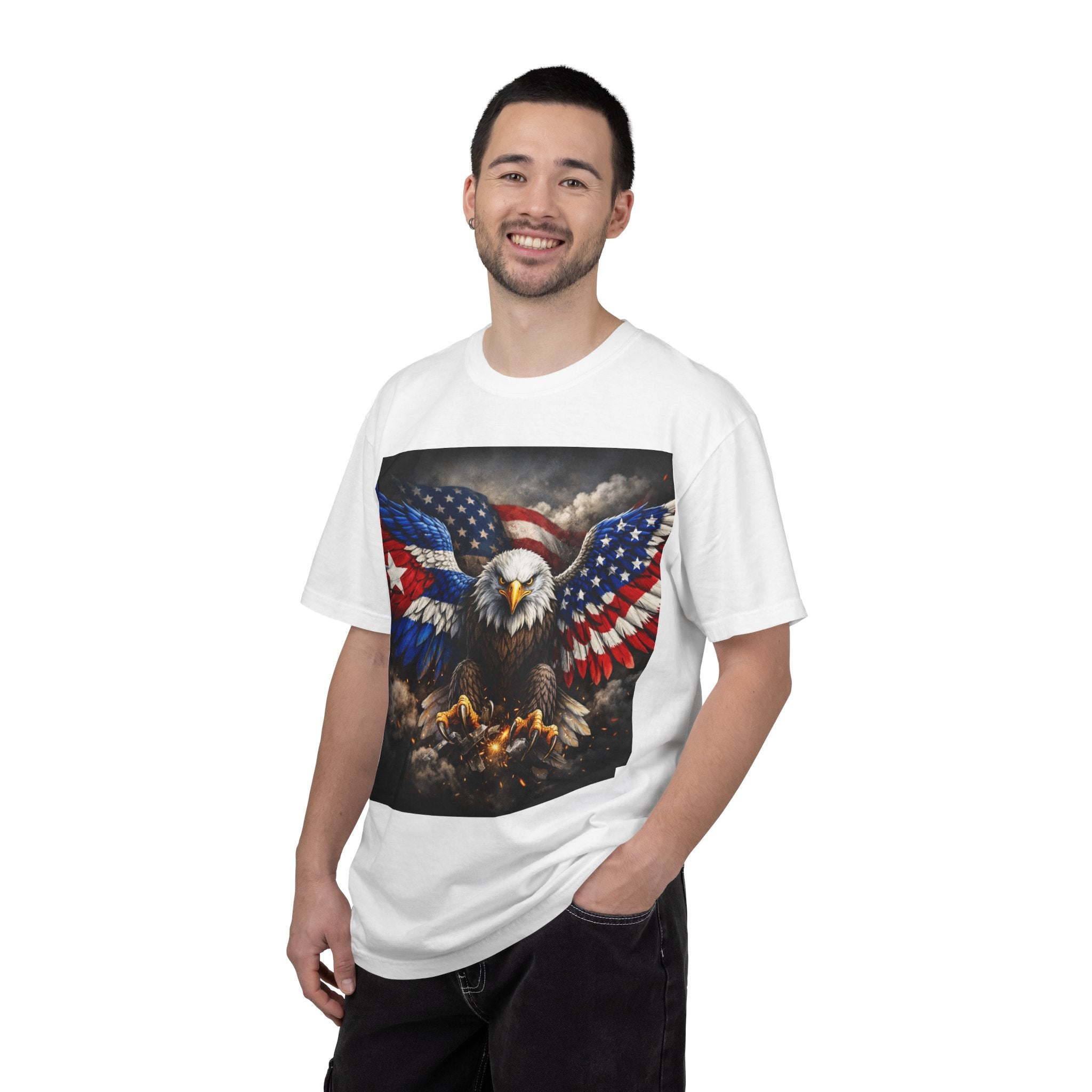 Patriotic Eagle T-Shirt — "Mi Tierrita Cubana" Back Print